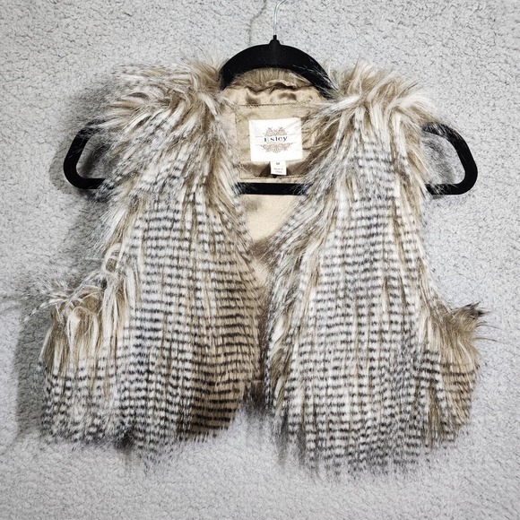 ESLEY Vest Faux Fur‎ Womens Size Medium Preppy Dressy - Picture 1 of 7